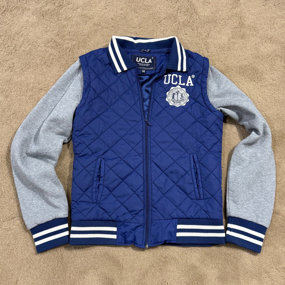 UCLA Bruins Varsity Jacket and Vest Full Zip Grey Blue Unisex Zip Off Sleeves M